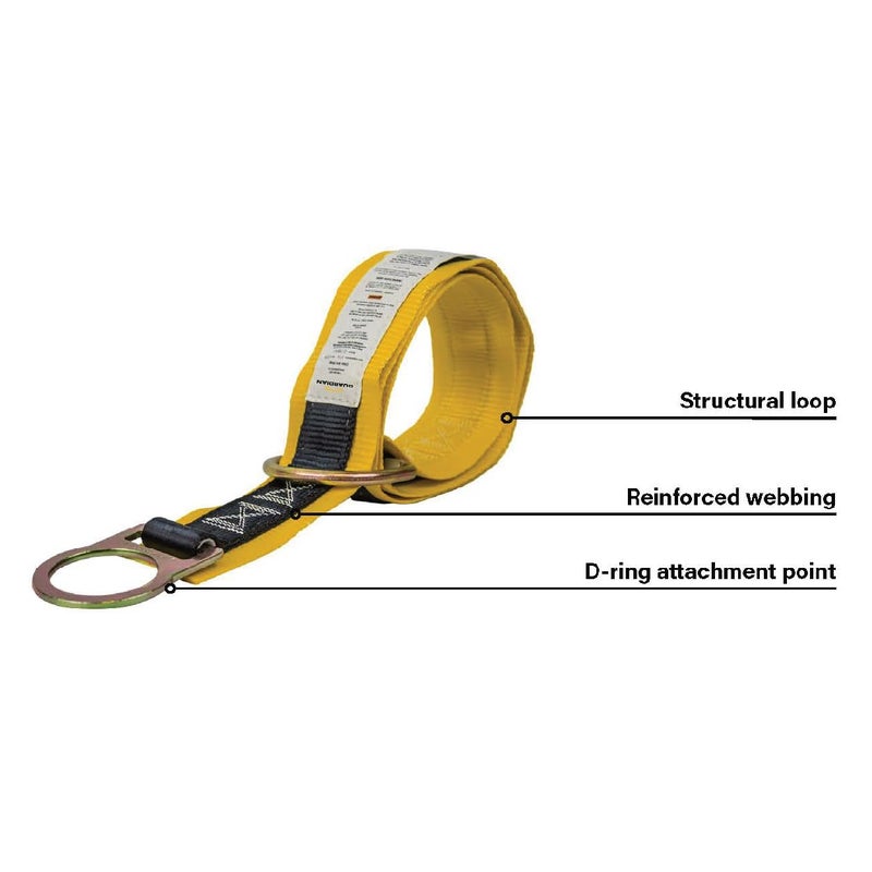 Guardian Fall Protection جاردين فاول بروتيكشن 10787 بريميوم أحزمة عرضية بطول 6 أقدام مع حلقات D كبيرة وصغيرة - Image 2